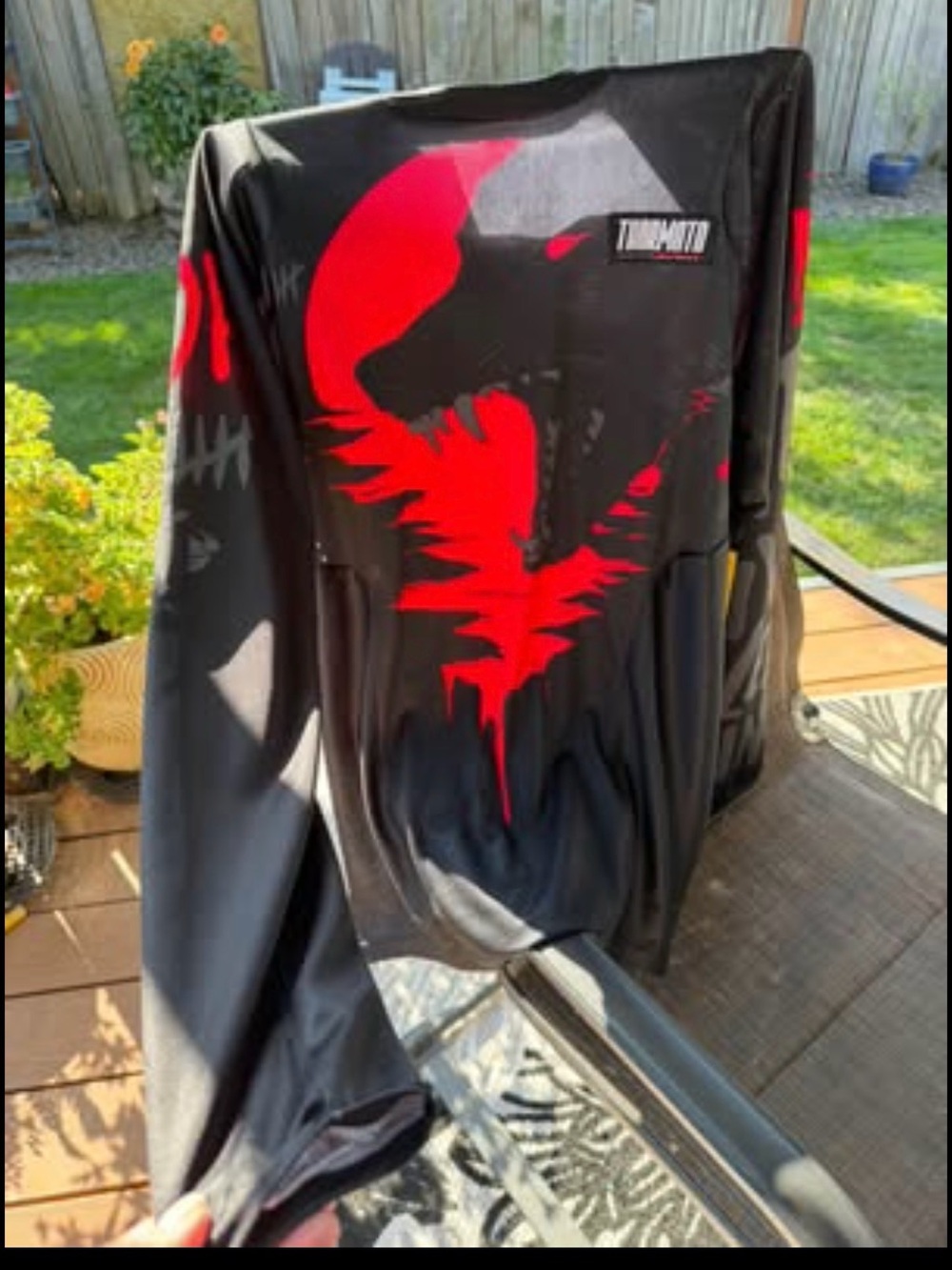 thor Black Long-Sleeve Swim Rash Guard with Red Graphic